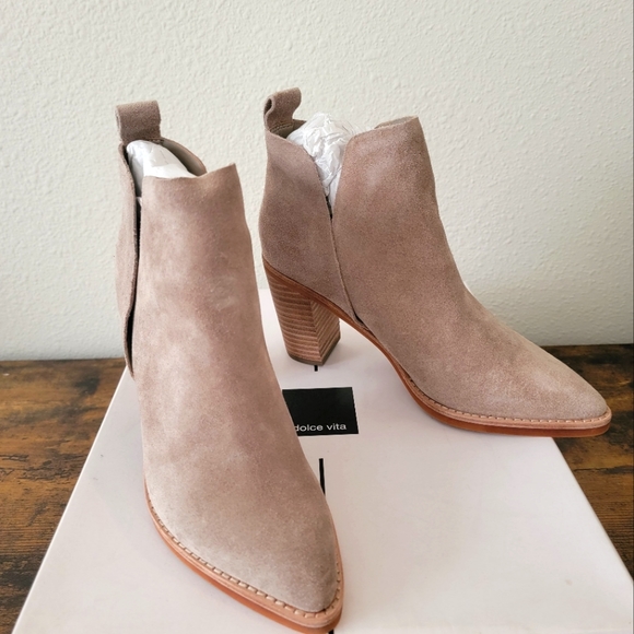 DOLCE VITA SHANON MASHROOM SUEDE BOOTIE, SIZE 6 - Picture 2 of 6
